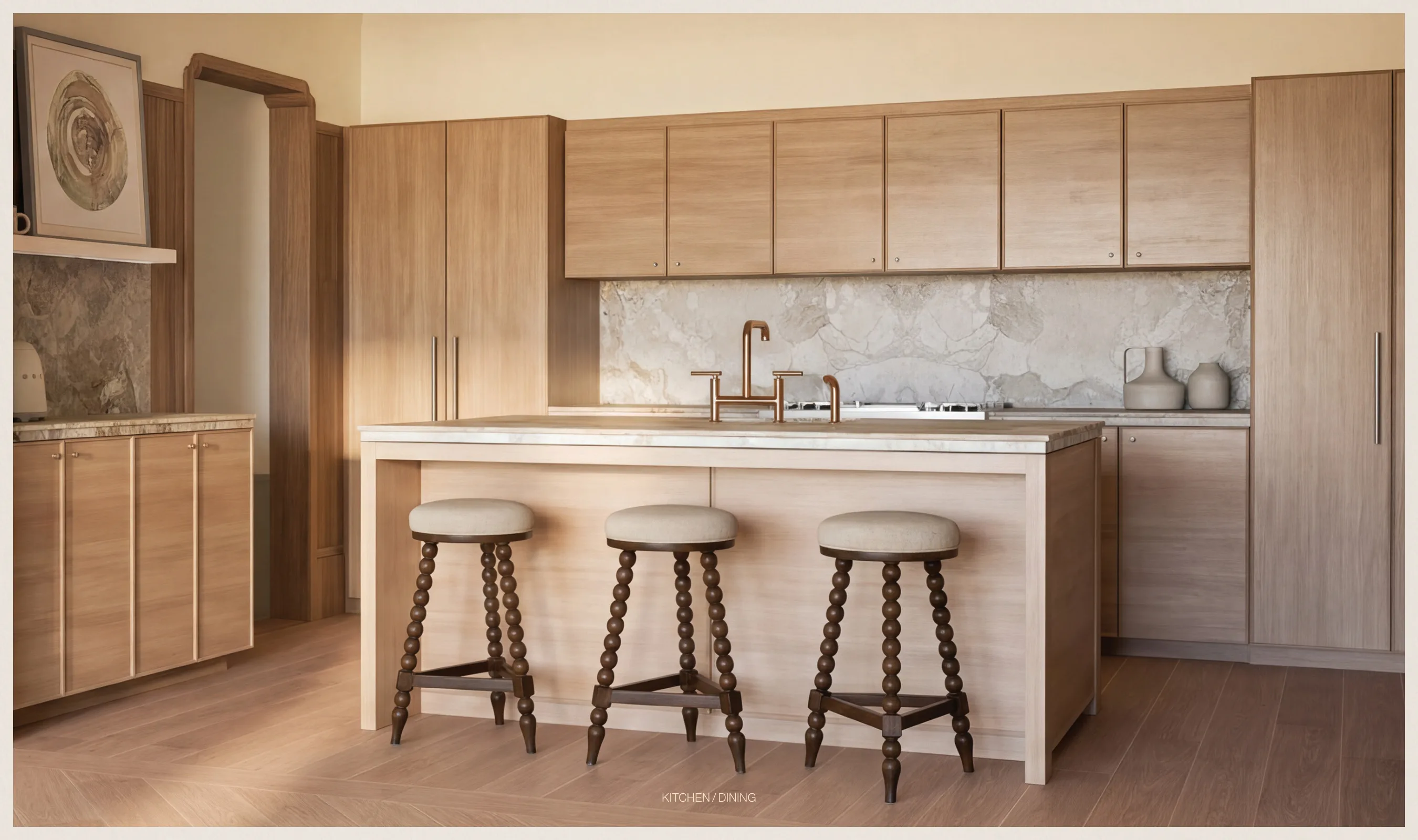 Cabana residence — kitchen with marble and oak
